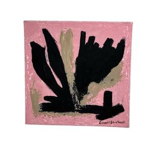 Abstract expressionism, Pink and Black Canvas Art by artist Lioness Saraswati
